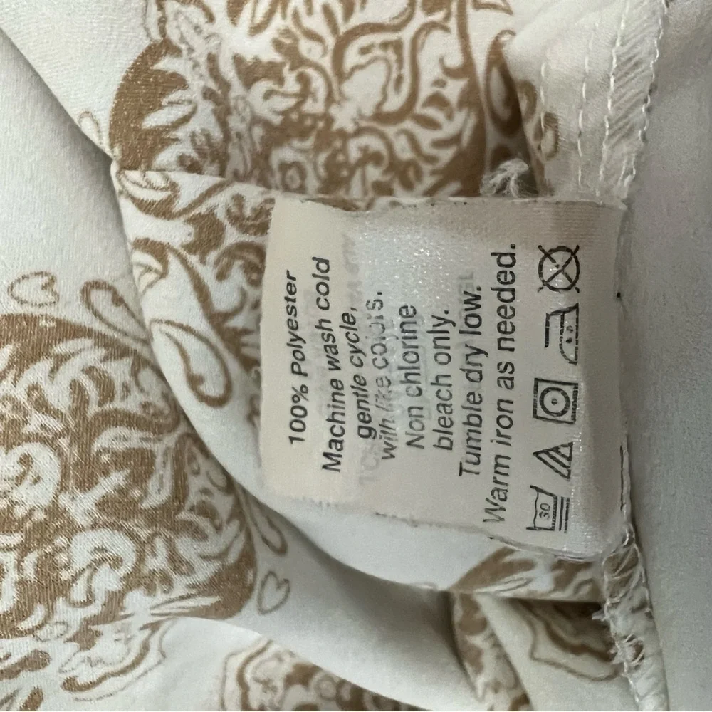Elegant White and Gold Patterned Women's Top